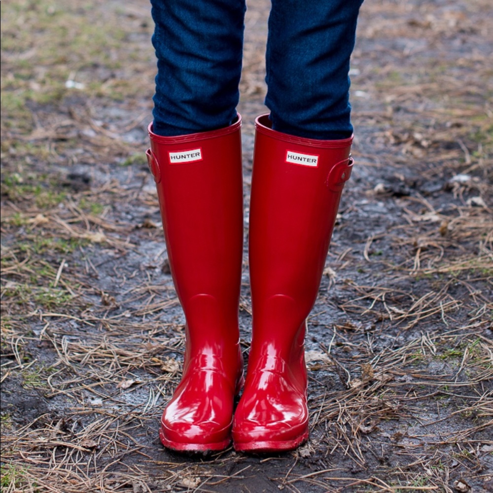 Hunter Tall Rainboots - Red Gloss